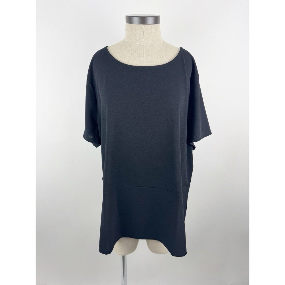 Talbots Women's Black Short Sleeve Peplum Casual Basic Blouse Stretch Top